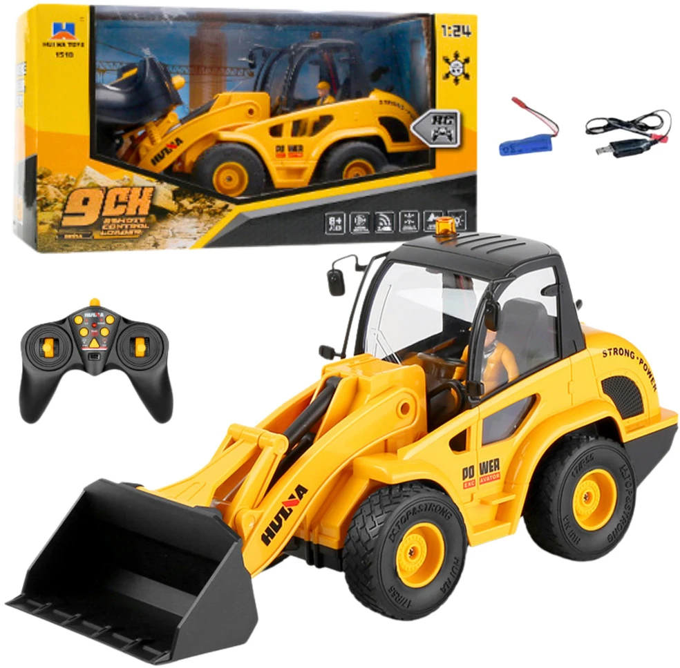 Nuotoliniu būdu valdomas HUINA ekskavatorius–buldozeris 1:24