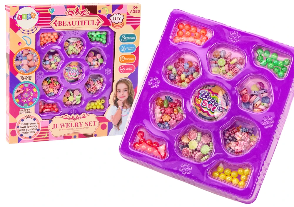 Lean Toys Karoliukų rinkinys papuošalų gamybai vaikams