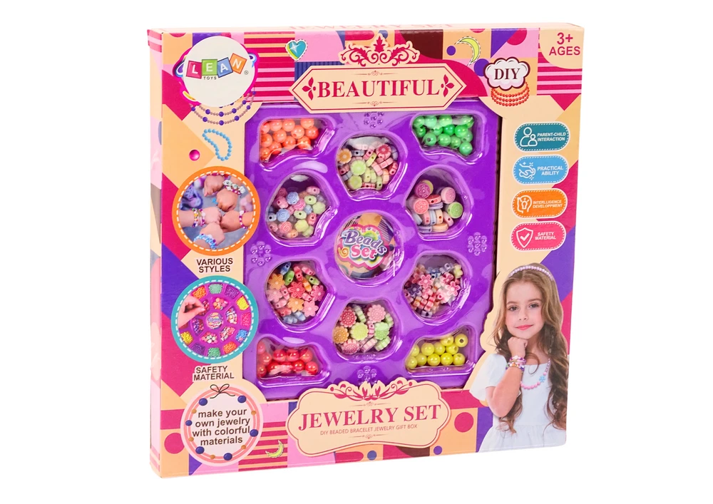 Lean Toys Karoliukų rinkinys papuošalų gamybai vaikams