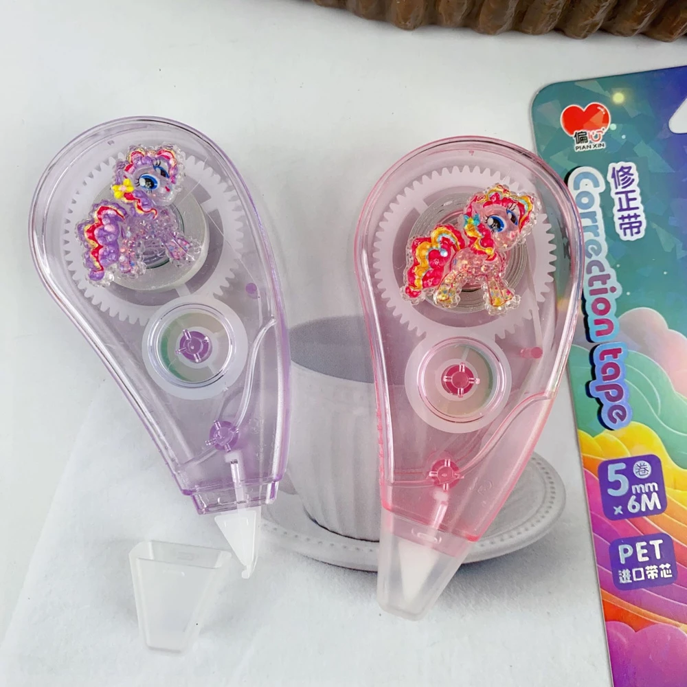 Lean Toys Korektorius juostelė su vienaragiu, 6m x 5mm, rožinė/violetinė