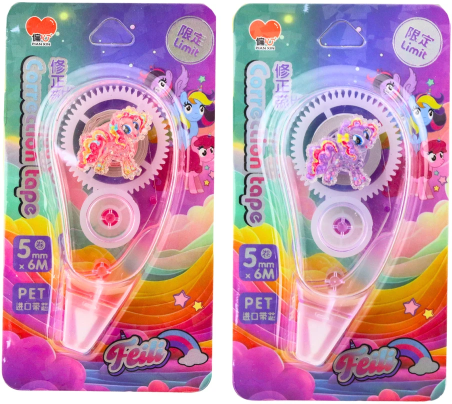 Lean Toys Korektorius juostelė su vienaragiu, 6m x 5mm, rožinė/violetinė