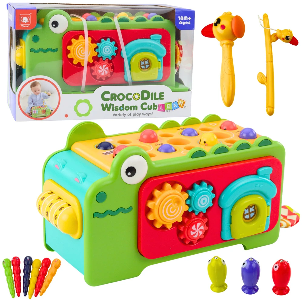 Lean Toys Montessori lavinamasis kubas su krokodilu ir cimbolais