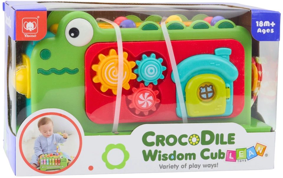 Lean Toys Montessori lavinamasis kubas su krokodilu ir cimbolais