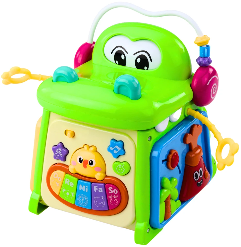 Lean Toys Interaktyvus edukacinis kubas su fortepijonu ir formų rūšiuokliu