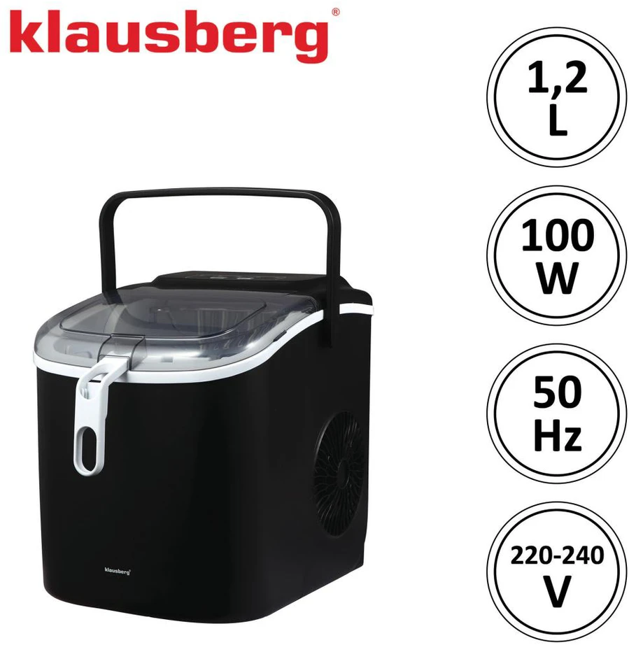 Kostkarka Automatinis ledo gaminimo aparatas, 100 W, LED skydelis, 1,2 l bakas, Klausberg, kb-7882