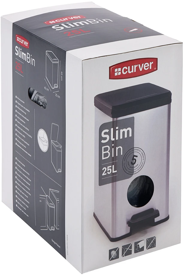 Keter CURVER ŠIUKŠLIADĖŽĖ SLIM BIN 25L /IML METALIZUOTA