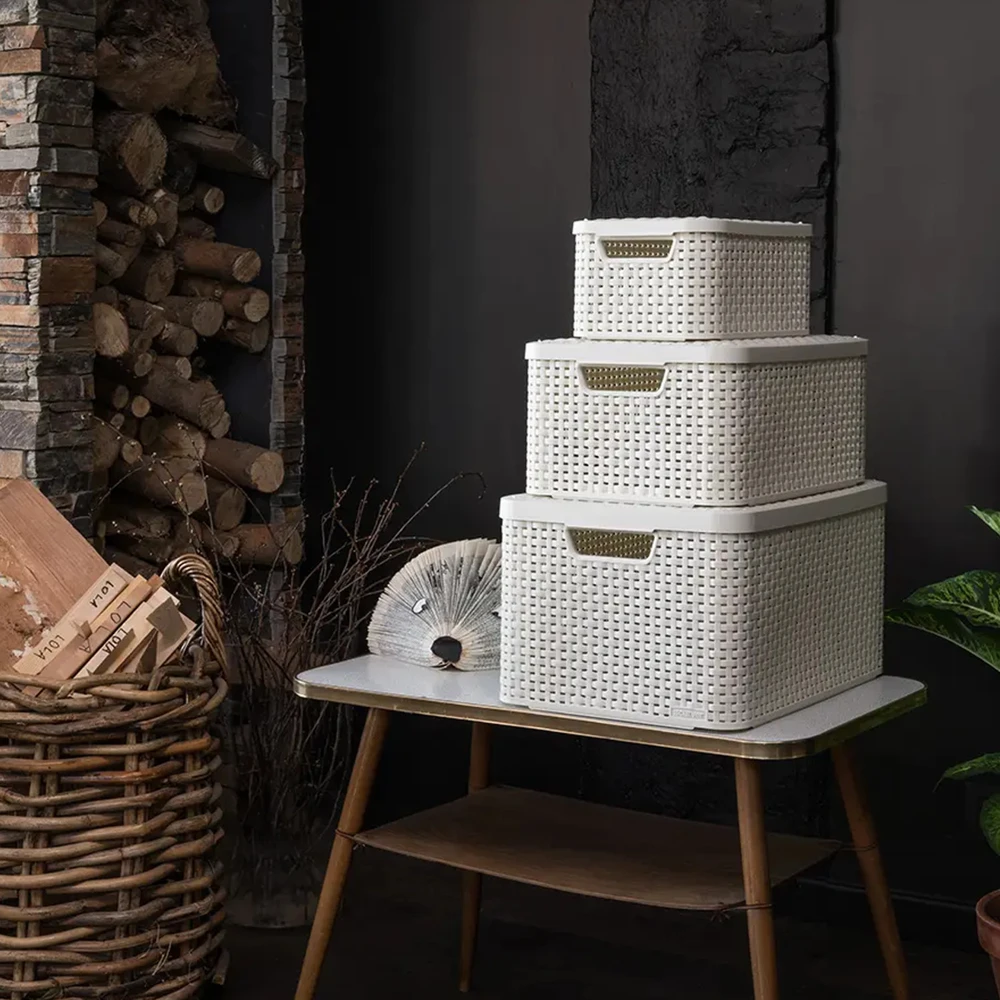 Dėžė su dangčiu Style Box Rattan S Curver 6L šviesiai pilka