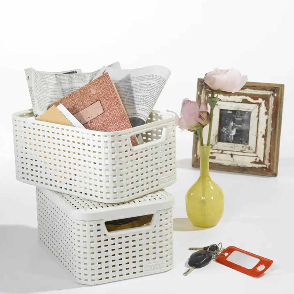 Dėžė su dangčiu Style Box Rattan S Curver 6L šviesiai pilka