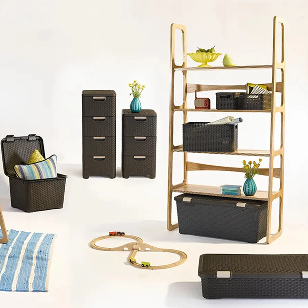 Dėžė su dangčiu Style Box Rattan S Curver 6L šviesiai pilka