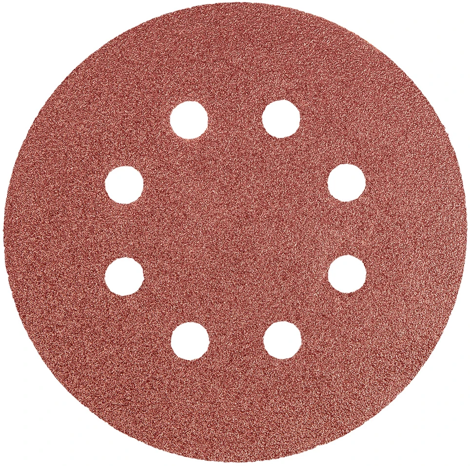 Krążki Šlifavimo diskai su lipdukais, 125 mm, P80, 5 vnt., su 8 skylėmis