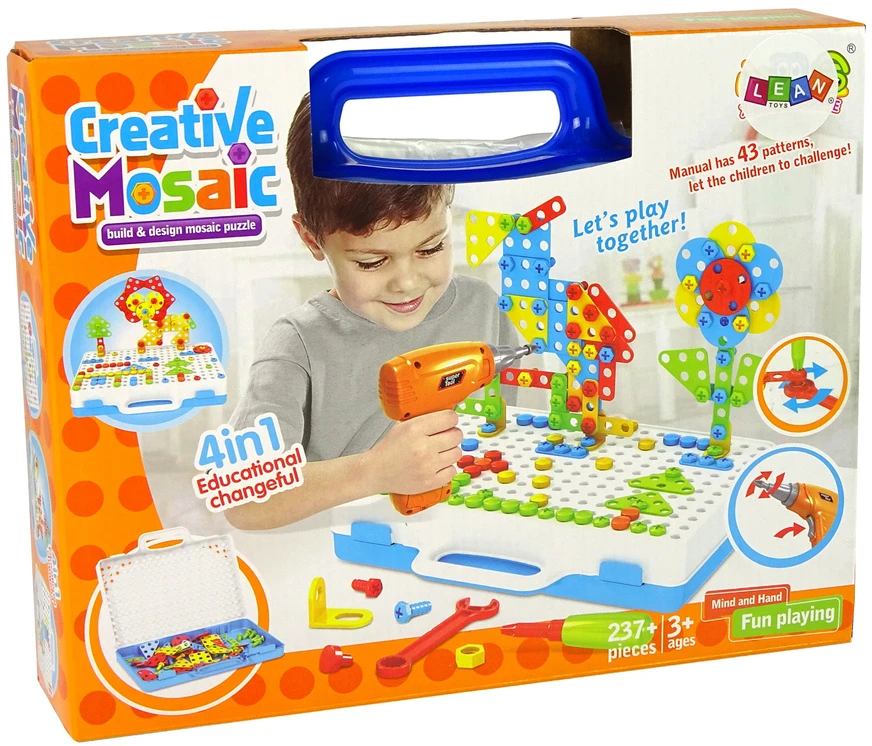 Lean Toys Edukacinė mozaika su priedais