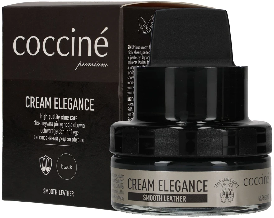 Coccine juodos spalvos avalynės tepalas su kempinėle Nr.02 Kreminis Elegance, 50 ml