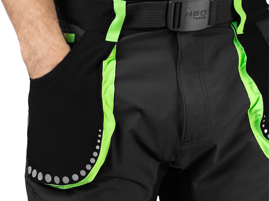 Neo Tools Krótkie PREMIUM šortai, 4 kryptimis tempiami, juodi, M dydis
