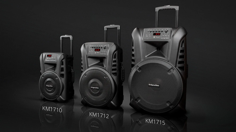 Kruger & Matz Aktyvus garsiakalbis (su 2 belaidžiais mikrofonais UHF, SD, Bluetooth, FM, USB) 40 W