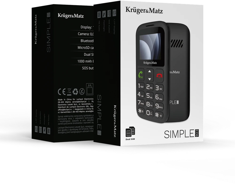 Kruger & Matz „KrugerMatz Simple 923“ GSM telefonas senjorams