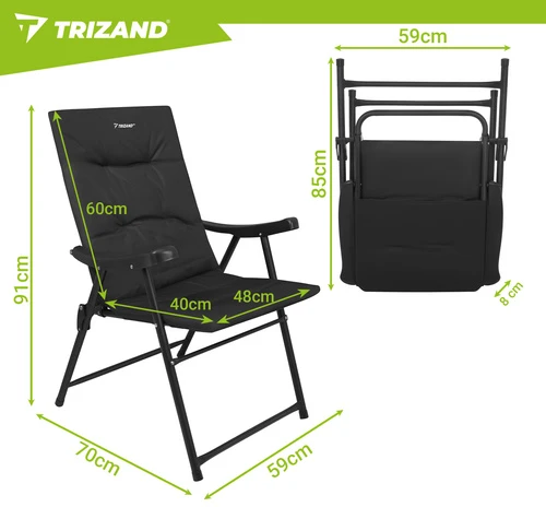 Kempingo kėdės 59x70x91cm - 2 vnt. Trizand
