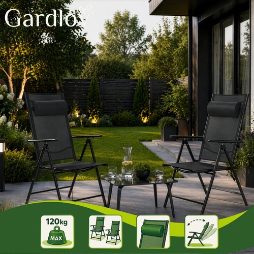 Gardlov juodas folding garden chair, 2 pieces