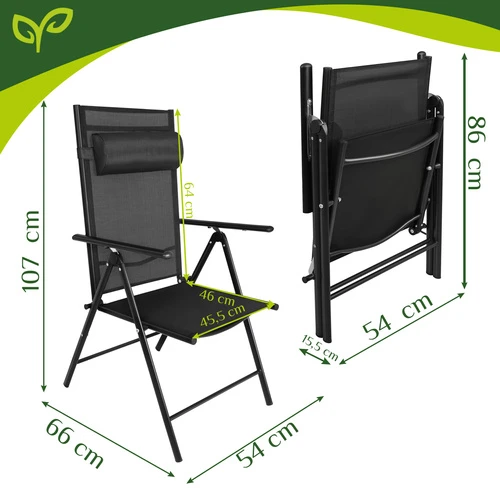 Gardlov juodas folding garden chair, 2 pieces