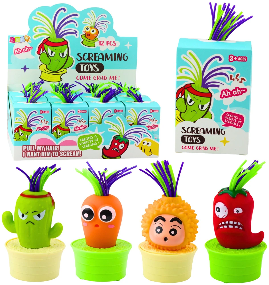 Lean Toys Interaktyvios figūrėlės Screaming Vegetables su spalvingais plaukais