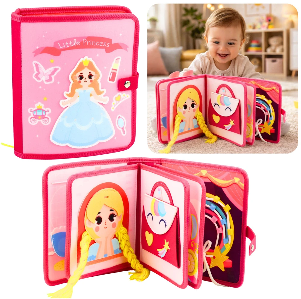Lean Toys Sensorinė knyga rožinė
