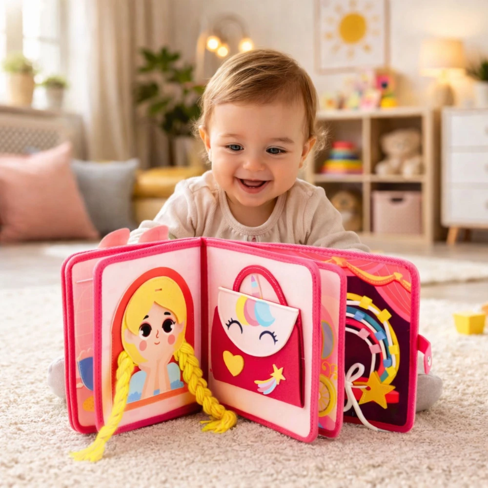 Lean Toys Sensorinė knyga rožinė