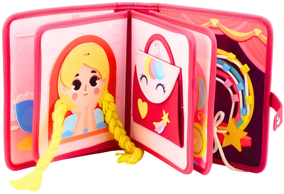 Lean Toys Sensorinė knyga rožinė