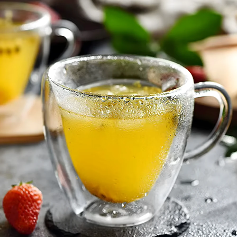 Kubek Puodelis Meilės puodelis širdies formos stiklinis dvigubas sienelis, atsparus karščiui, 250 ml