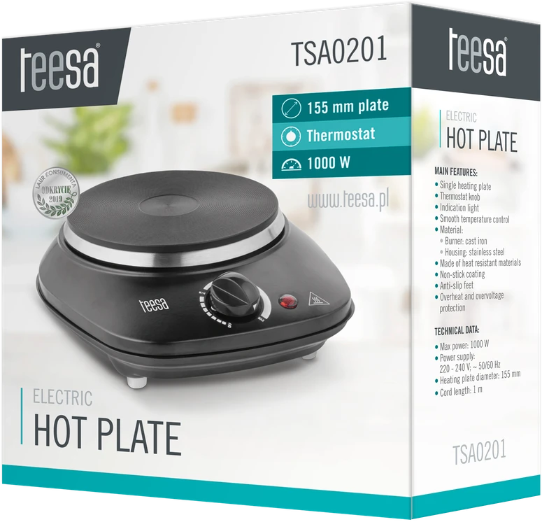 Kaitlentė Teesa TSA0201, 1000 W, juoda