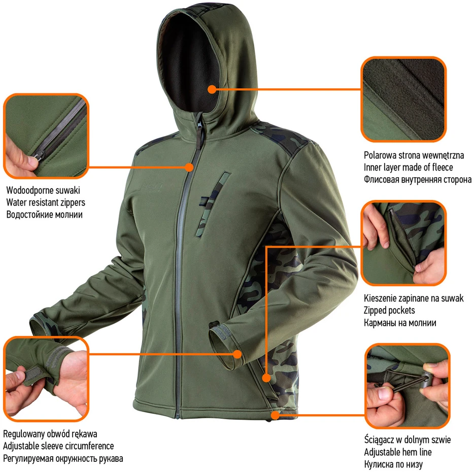 Kurtka Striukė CAMO softshell striukė, XXL dydis