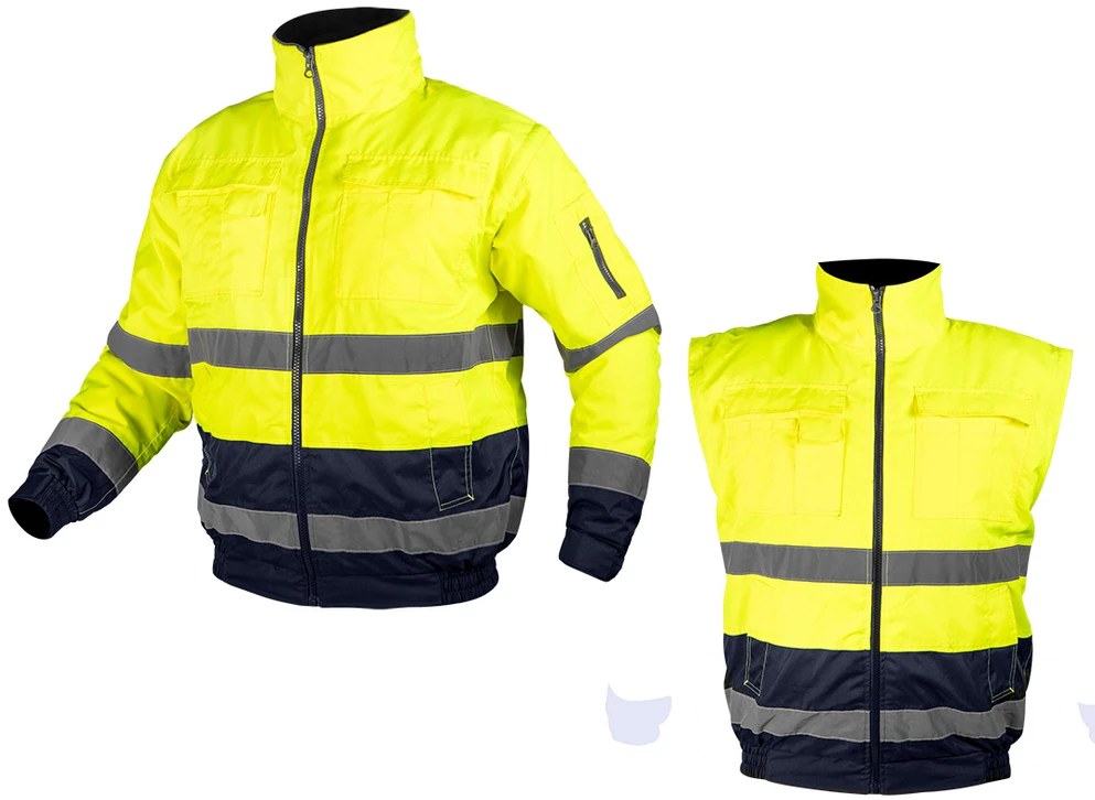 Neo Tools Striukė Gerai matoma 3 viename darbo striukė, izoliuota, geltona ir tamsiai mėlyna, XL dydis
