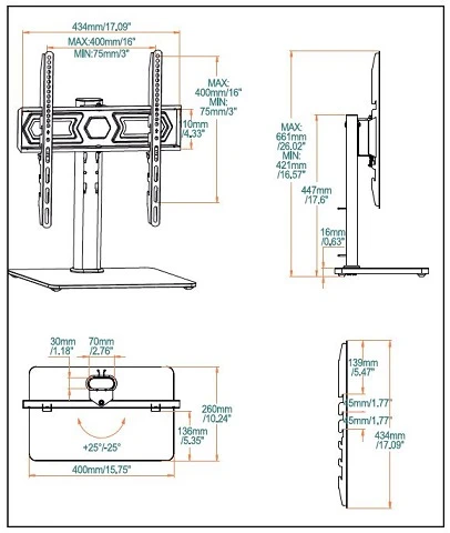 Laikiklis Cabletech Stovas - universali kojelė 32"-55" televizoriui