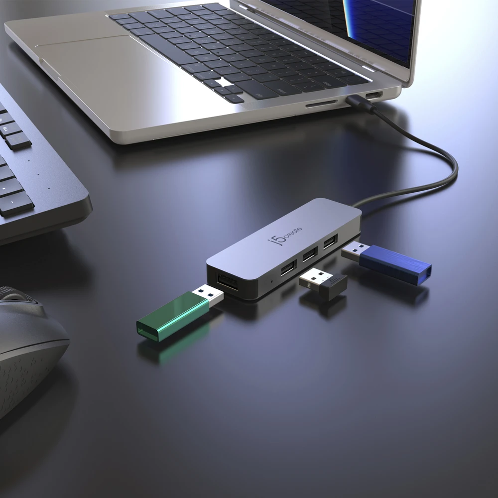 J5create – nešiojamojo kompiuterio stovas su USB 4 prievadų šakotuvu