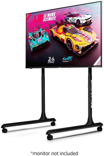 Laikiklis „Next Level Racing“ grindų stovas | Apvalaus vamzdžio laisvai stovintis vieno monitoriaus stovas | Iki 65 colių | Aukščio reguliavimas, pakreipimas | Maksimalus svoris (keliamoji galia) 50 kg | Juodas