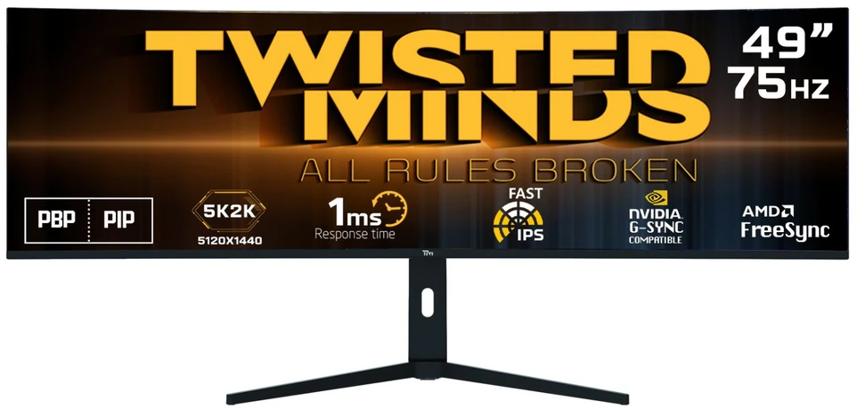 „Twisted Minds“ – 49 colių įstrižainės 5K/2k 75Hz lenktas žaidimų monitorius su IPS panele TM492K75IPS