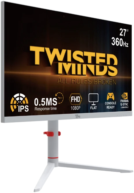 „Twisted Minds“ – „Arctic Pro“ serijos 27 colių FHD – 360 Hz 0,5 ms spartos IPS HDMI 2.1 žaidimų monitorius – baltas