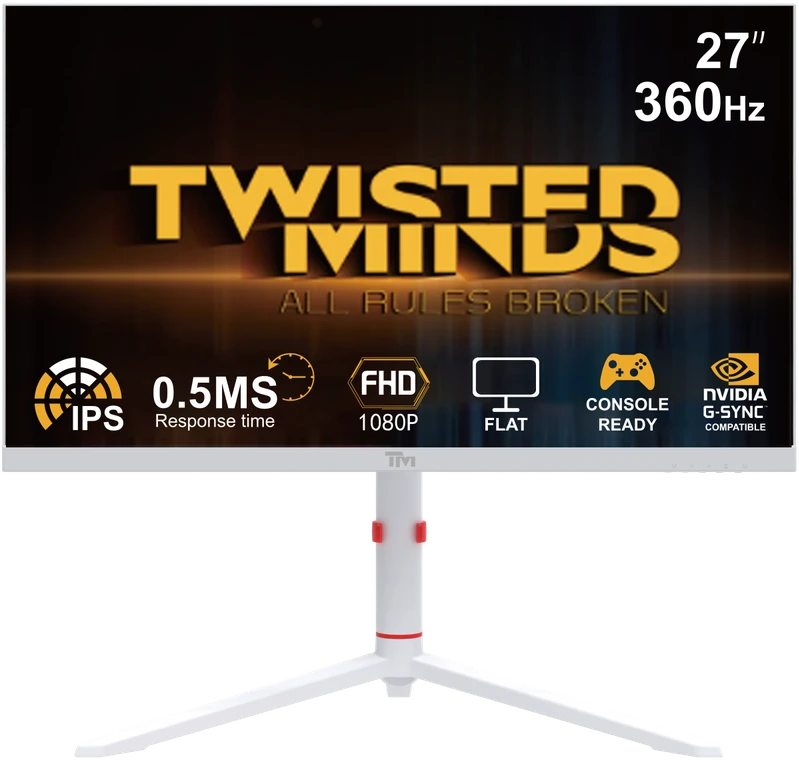 „Twisted Minds“ – „Arctic Pro“ serijos 27 colių FHD – 360 Hz 0,5 ms spartos IPS HDMI 2.1 žaidimų monitorius – baltas