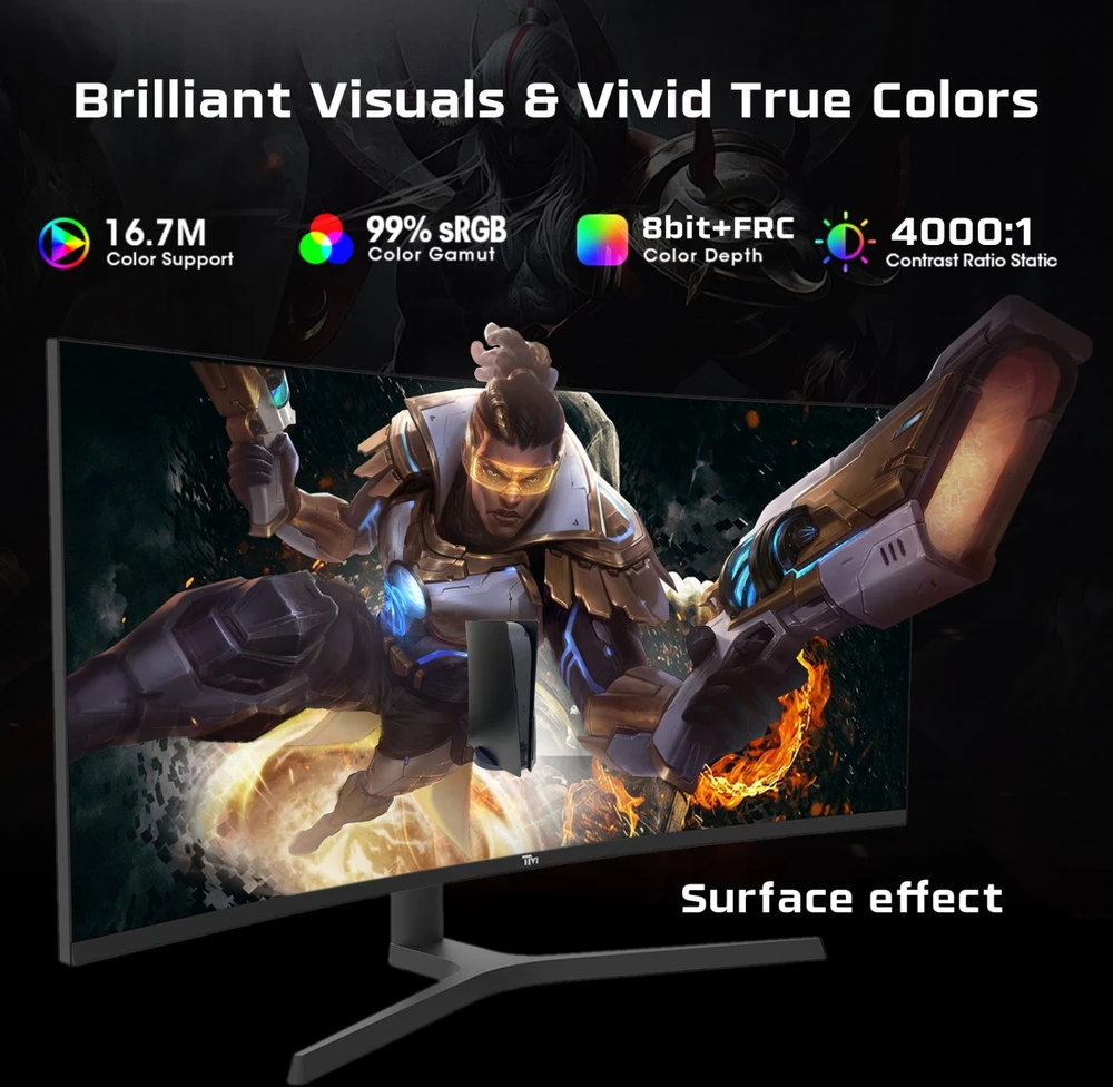 „Twisted Minds“ – „Eclipse Pro“ serijos lenktas 34 colių WQHD žaidimų monitorius su 165 Hz, 0,5 ms VA ir 4K skiriamąja geba.