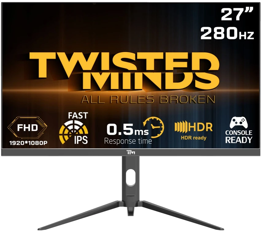 „Twisted Minds“ – „Supreme“ serijos plokščias 27 colių FHD – 280 Hz 0,5 ms spartos IPS HDMI 2.1 žaidimų monitorius