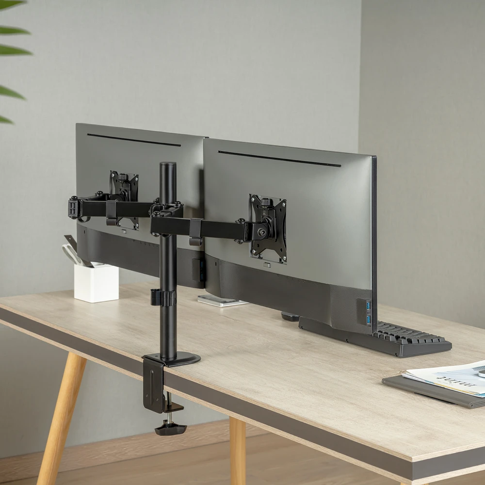 Monitoriaus Laikiklis - Maclean 2 Monitoriams, VESA 75x75 Ir 100x100, 17-32"