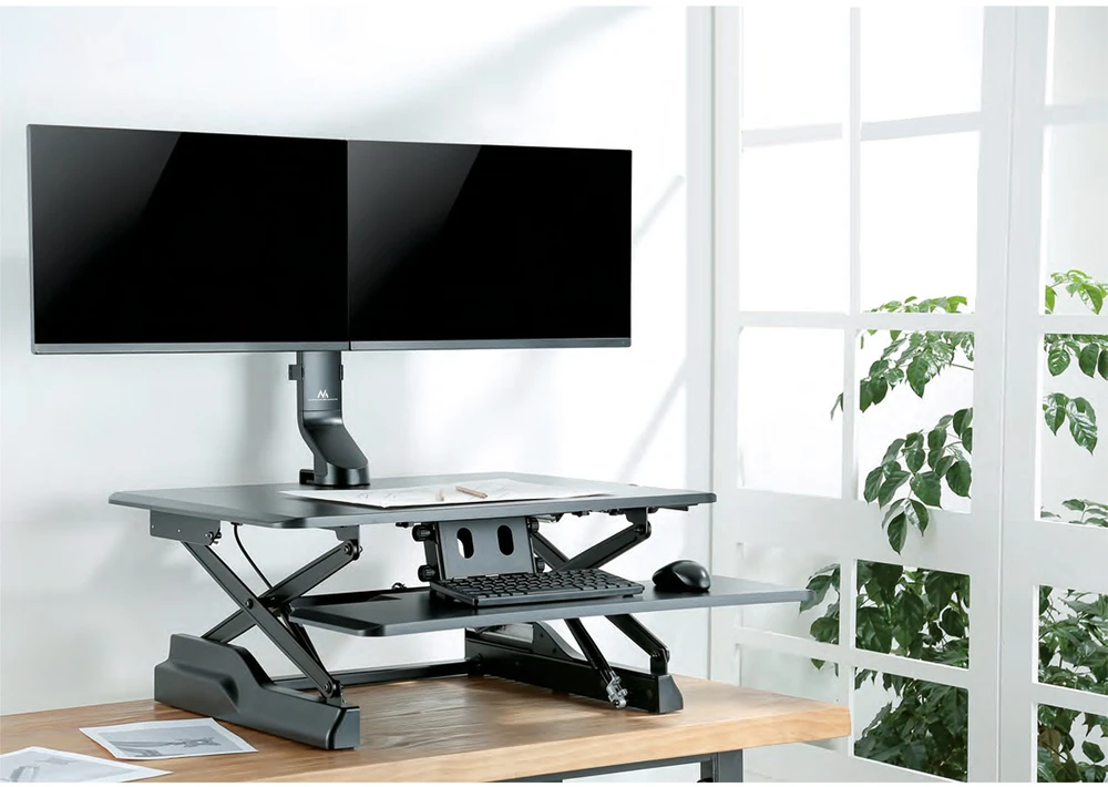 Uchwyt „Maclean“ dviejų monitorių stalo laikiklis, VESA 75x75 100x100, 17"-27", maks. 14 kg, MC-854