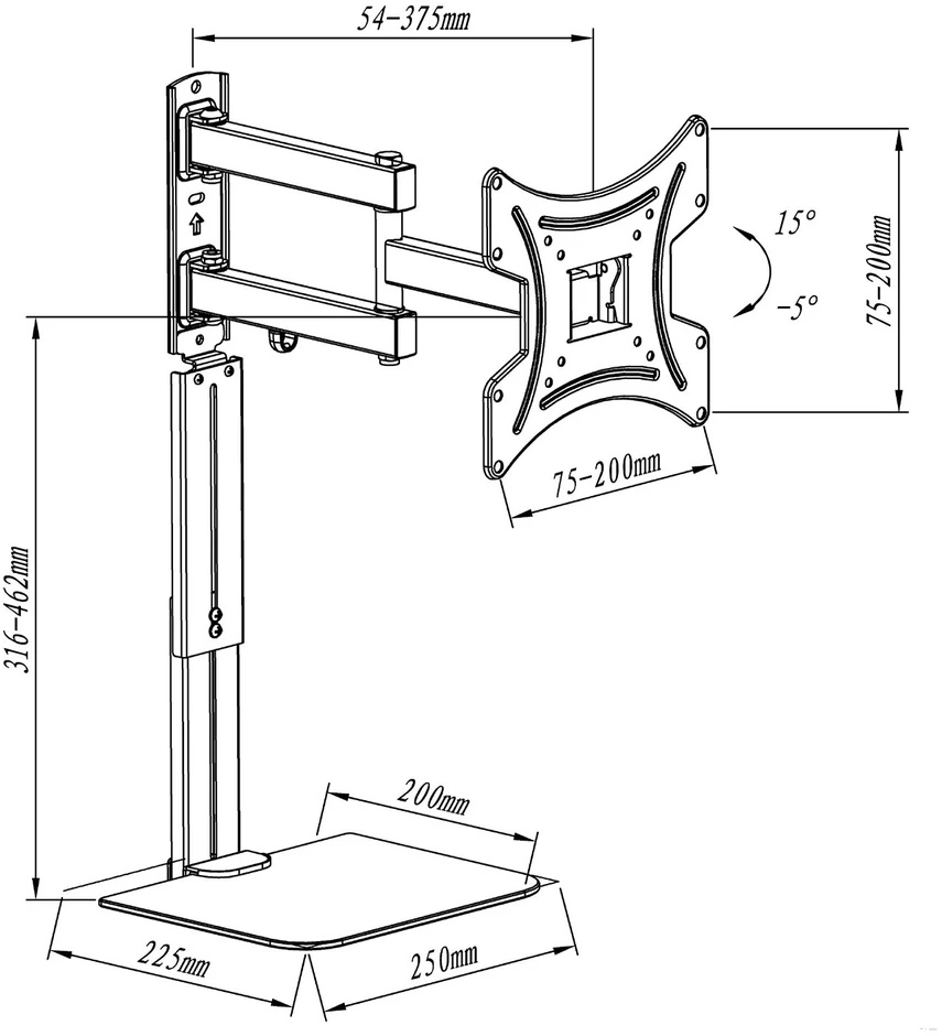 Laikiklis TV laikiklis/pakabukas su lentyna Maclean, vesa 200x200, 23"-43", 25kg, MC-771A