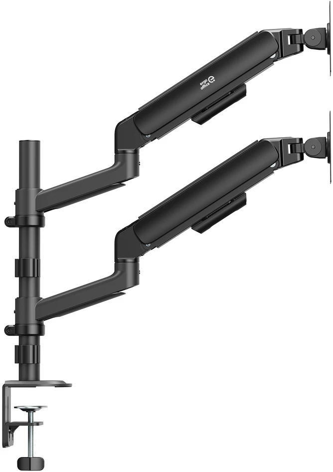 Laikiklis „Ergo Office“ 2 monitorių laikiklis / pakaba, dujinė spyruoklė, 17"-32", 1-10 kg, matinės juodos spalvos, ER-692 B