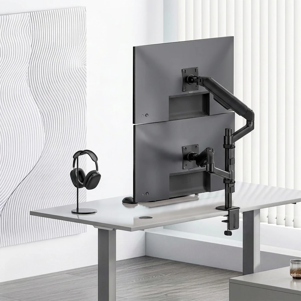 Laikiklis „Ergo Office“ 2 monitorių laikiklis / pakaba, dujinė spyruoklė, 17"-32", 1-10 kg, matinės juodos spalvos, ER-692 B