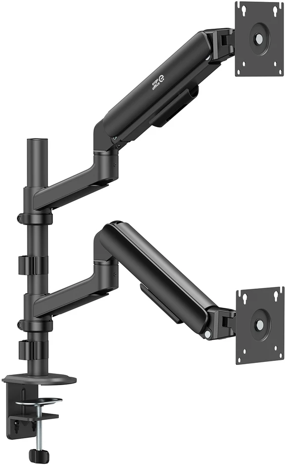 Laikiklis „Ergo Office“ 2 monitorių laikiklis / pakaba, dujinė spyruoklė, 17"-32", 1-10 kg, matinės juodos spalvos, ER-692 B