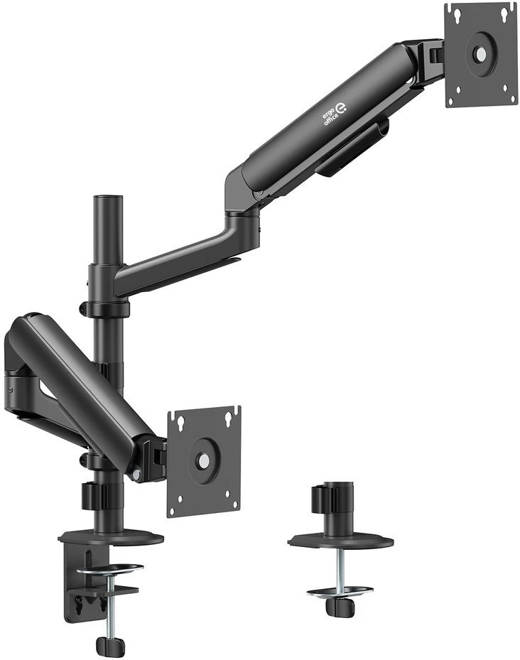 Laikiklis „Ergo Office“ 2 monitorių laikiklis / pakaba, dujinė spyruoklė, 17"-32", 1-10 kg, matinės juodos spalvos, ER-692 B