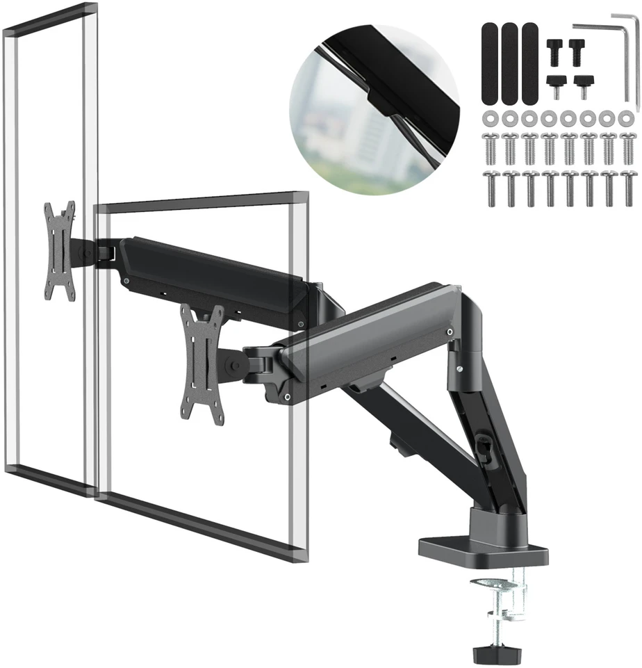 Laikiklis Maclean 2 monitorius mount, gas spring, 17"-32", 2-10kg, juodas, MC-134