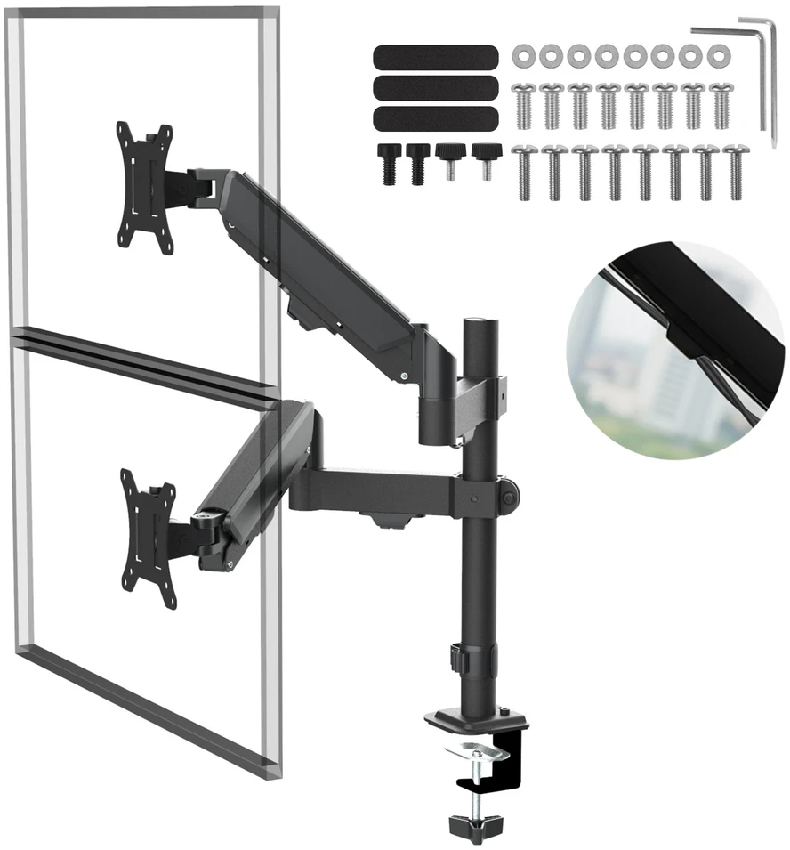 Laikiklis Maclean 2 monitorius mount, gas spring, 17"-32", 2-10kg, juodas, MC-136