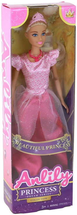 Lean Toys Lėlė princesė Anlily su rožine suknele, 30x7x5 cm