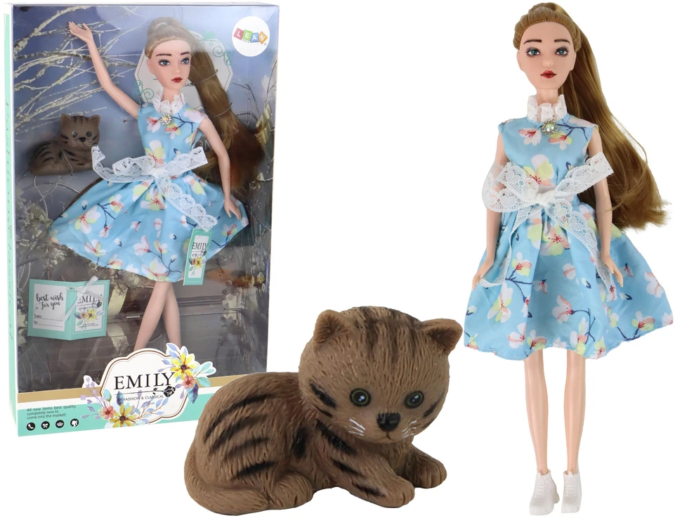 Lean Toys Lėlė su kačiuku Emily Spring