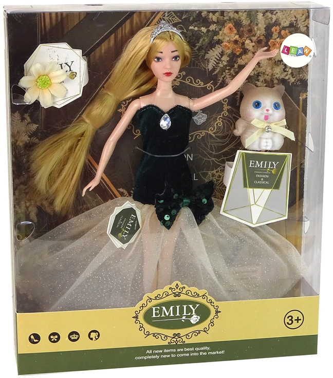 Lean Toys Lėlė Emily su kačiuku LeanToys